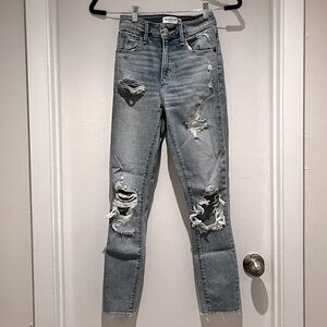 A&F Super Skinny Ankle High Rise Jeans